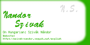 nandor szivak business card